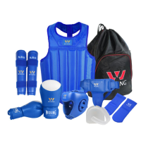 九日山散打护具套装拳套护身护裆头盔护齿护脚背护具包 八件套2901C1码数颜色可选