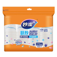 妙洁MIAOJIE 纸杯一次性杯子 增厚咖啡杯商务杯 大号270ML*100只