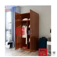 雅樊 衣柜YFYG-G0001 简易大衣柜 现代简约衣橱 推拉门木质柜子(深度45cm) 柚木色2门