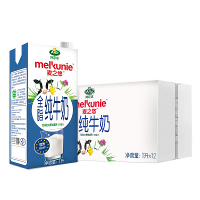 Arla 麦之悠 德国进口 3.4g蛋白质,124mg原生高钙 全脂纯牛奶礼盒装1L*12盒整箱 爱氏晨曦升级款