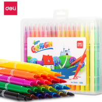 得力(deli)70681 水彩笔软头水彩笔可洗软笔头儿童绘画涂鸦笔水彩笔套装 24色