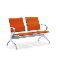 ELEGENT/雅悠 高品质双人位公共座椅(两端扶手、坐垫内嵌钢板) 坐垫黑色、靠背橙色