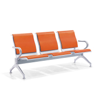 ELEGENT/雅悠 高品质三人位公共座椅(两端扶手 坐垫内嵌钢板)坐垫黑色 靠背橙色