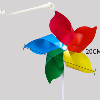 幼儿园塑料风车景区户外装饰风车 风车玩具 五叶彩色20cm100个(配空心杆)