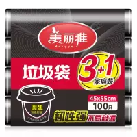 美丽雅 垃圾袋 八角底韧性好 45*55cm*25只*4卷(新老包装随机)