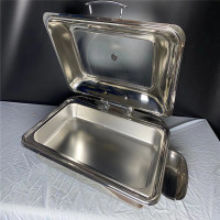 9L 58*44*17液压自助餐炉加热款 透明翻盖保温锅方形早餐保温炉