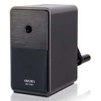 得力 71161美术素描炭笔专用削笔机 7档笔尖粗细可调节削笔器 自动进笔转笔刀 黑色