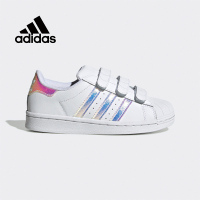 Adidas阿迪达斯 童鞋 男女童鞋新款镭射贝壳头魔术贴休闲板鞋FV3655