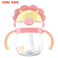 膳魔师（THERMOS）儿童狮子杯夏季水杯手柄吸管杯学饮杯婴儿训练杯BBSL-240-PY(SN)