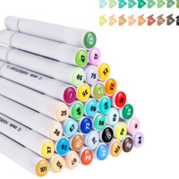 得力（deli） 70702 双头三角杆马克笔 绘画设计手绘画画学生水彩笔 双头记号笔-36色