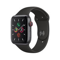 Apple Watch Series5智能手表GPS+蜂窝款44毫米深空灰色铝金属表壳黑色运动型表带MWWE2CH/A