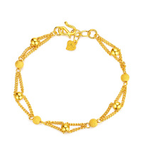 GZUAN古钻珠宝 黄金手镯 足金磨砂光珠手链 时尚首饰 女士款黄金手链 CG3L0010