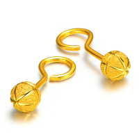 GZUAN古钻珠宝 黄金耳钉 足金圆球形磨砂车花女士耳钉耳饰 HJE0001