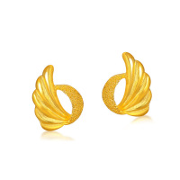 GZUAN古钻珠宝 黄金耳钉 足金天使之翼翅膀女士款时尚耳钉耳饰 HJE0002