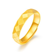 GZUAN古钻珠宝 黄金戒指 水立方戒指 足金时尚气质男女款活口戒指 HJJ0001