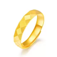 GZUAN古钻珠宝 黄金戒指 水立方戒指 足金时尚气质男女款活口戒指 HJJ0001