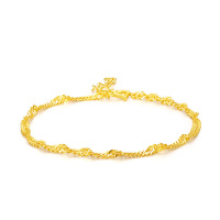 GZUAN古钻珠宝 黄金手链 999足金水波纹手链 女士款手镯手链 HJS0002