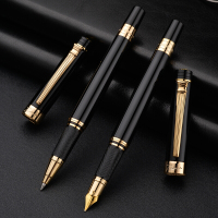 毕加索(pimio)钢笔签字笔 毕加索对笔 PS-917罗马情缘纯黑金夹银夹钢笔/宝珠笔 情侣钢笔 纯黑金夹
