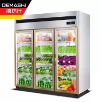 德玛仕（DEMASHI） 厨房冰箱电冰柜大容量高身雪柜 三门全玻璃玻璃展示柜（全冷藏） 双温冰柜