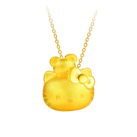 GZUAN古钻珠宝 黄金足金吊坠 KT猫小熊3D硬金女士款吊坠 生日礼物 YJD0002