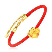 GZUAN古钻珠宝 招财猫 足金黄金3D硬金招财猫转运珠女款手链手镯 YJS0014