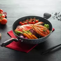 长短柄中式炒锅矿岩石不粘锅家用炒菜锅电磁炉燃气灶通用