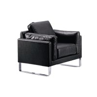 麦格尚 大气办公沙发现代简约皮艺商务会客沙发 S56 黑色