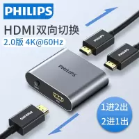 飞利浦hdmi一分二切换器SWR9101A/93二进一出分集线转换显示分屏配器高清4k一拖二视频1分2进1电脑适用于switch SWR9101A