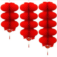 小灯笼20#塑纸防水灯笼新年牛年过年春节装饰品挂饰蜂窝折叠小灯笼