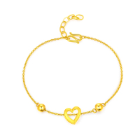 GZUAN古钻珠宝 心愿 黄金足金幸运心女款手链手镯 JDSH0038
