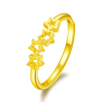 GZUAN古钻珠宝 幸运星 黄金足金999幸运女士款活口戒指 生日礼物 JXHJJ0012