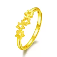 GZUAN古钻珠宝 幸运星 黄金足金999幸运女士款活口戒指 生日礼物 JXHJJ0012