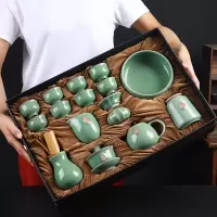 浮雕哥窑禅茶功夫茶具礼盒套装