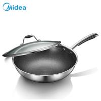 美的(Midea)蜂窝炒锅不粘锅MP-CJ32W0K502不锈钢炒菜锅具燃气电磁炉通用全面屏32CM