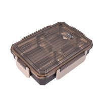 泰福高三格餐盒饭盒不锈钢分隔防烫餐盘 T5300咖色1100ml