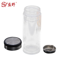 盛野(SHENGYE)守福双层玻璃杯 带茶隔泡茶杯子 外出旅行车载杯 商务办公室过滤茶杯 300ML