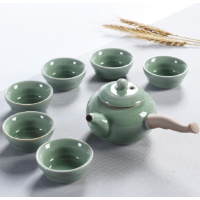 C&C gy7t 茶具 定制传统五大名窑哥窑7头功夫茶具圆壶侧把开片陶瓷组合 单套装