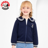 SNOOPY史努比女童针织开衫中小童针织海军领印花时尚洋气潮外套