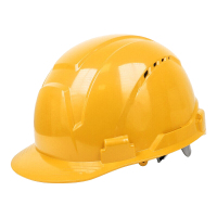 玻璃钢安全帽防砸抗冲击圆顶帽 黄色-SJ
