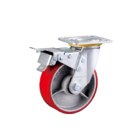 常成 C6-6寸平底双刹重型平面铁芯红色聚氨脂脚轮万向轮1个装/套 C6-12A150-72J