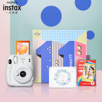 富士instax立拍立得 一次成像相机 mini11精美礼盒 冰晶白(含10张相纸)