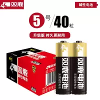 双鹿电池5号碱性电池40粒 适用于儿童玩具/遥控器/鼠标/话筒/闹钟/ 五号/LR6/AA/电池