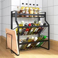 炊大皇 厨房调料架 收纳架厨房置物架TL02Y 厨房家用三层调味架带砧板架yr