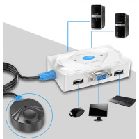 迈拓维矩2口KVM切换器2进1出VGA切屏器带桌面线控键盘热键自动鼠标键盘显示器共享器配线201KL