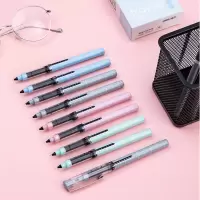 得力S658直液式走珠笔中性笔 黑12支/装