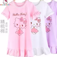 hellokitty儿童睡裙女童短袖夏睡衣纯棉薄款小女孩公主宝宝家居服睡裙