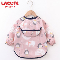 乐可爱春秋宝宝罩衣儿童反穿衣防水罩衫护衣男女罩衣画画服套衫围裙围嘴 1-2-3岁