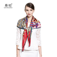 桑柏 桑蚕丝素绉缎大方巾盒装110*110cm