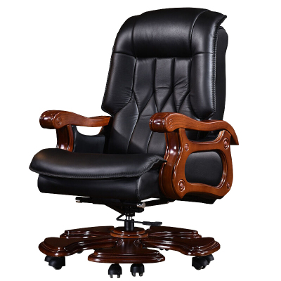 全简老板椅实木大班椅办公椅牛皮总裁椅商务电脑椅可躺电脑椅