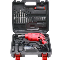 卡夫威尔 冲击电钻家用工具箱套装大号维修安装水电木工日常家居备用工具组套 19件套电钻组套 P2993A